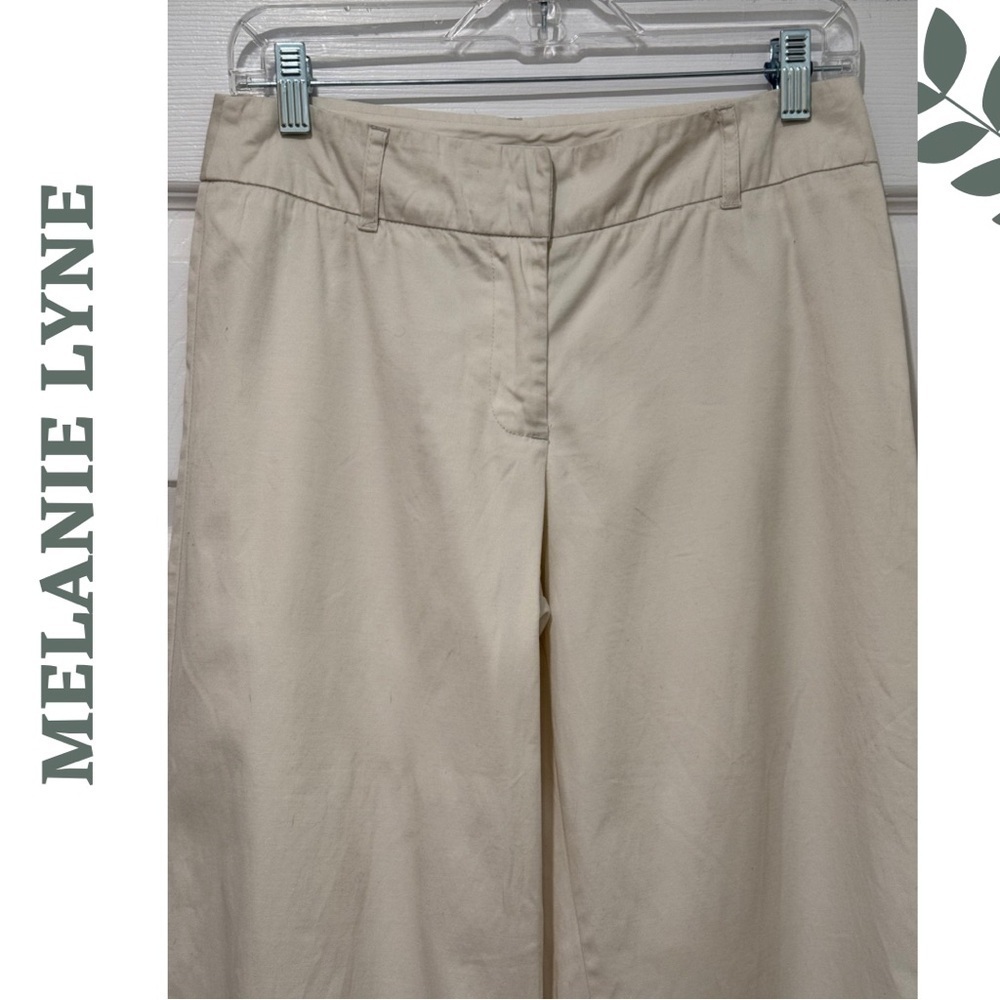 Melanie Lyne Beige Wide Leg Career Pants Size 2 Stretch - Picture 5 of 7